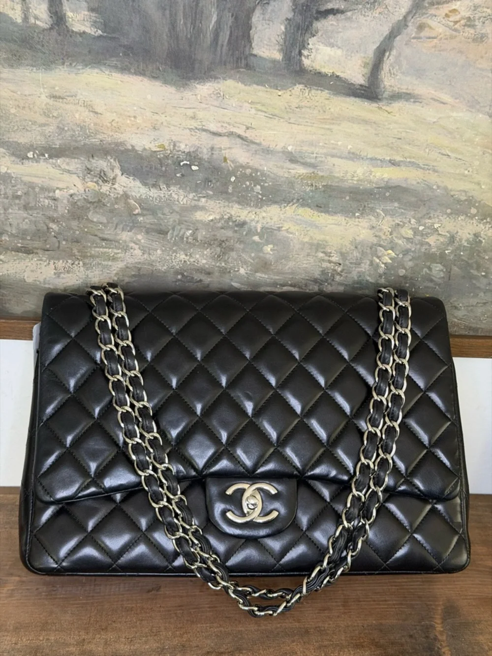 CHANEL MAXI Shoulder Bag with SILVER HARDWARE - Picture 3 of 14